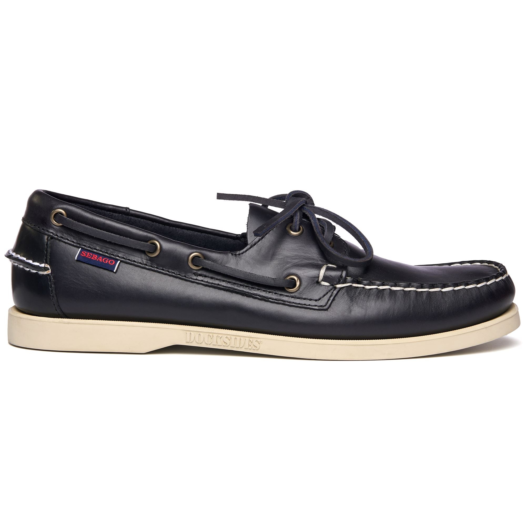 Navy Blue Men's Waxed Leather Yachting Moccasin Boat Shoes | Sebago