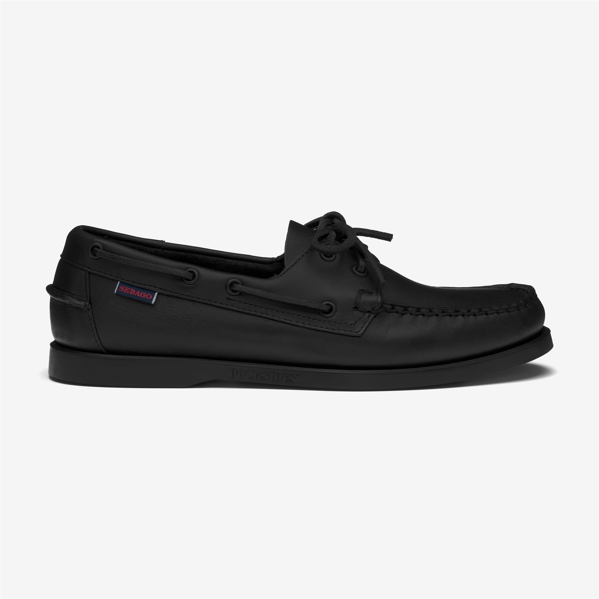 Black Men's Leather Docksides Moccasin Boat Shoes for Yachting