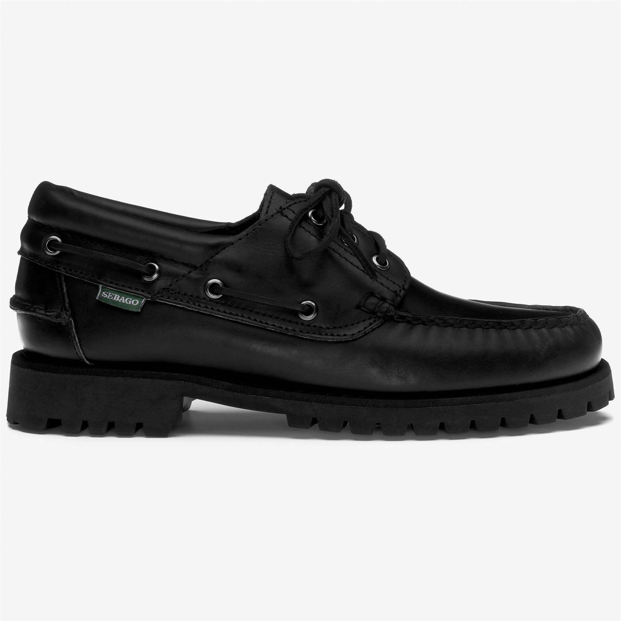 セバゴのCampsides Acadiaスエードモカシンシューズ Black Men's Low Cut Leather Moccasins with Gum Sole | Sebago