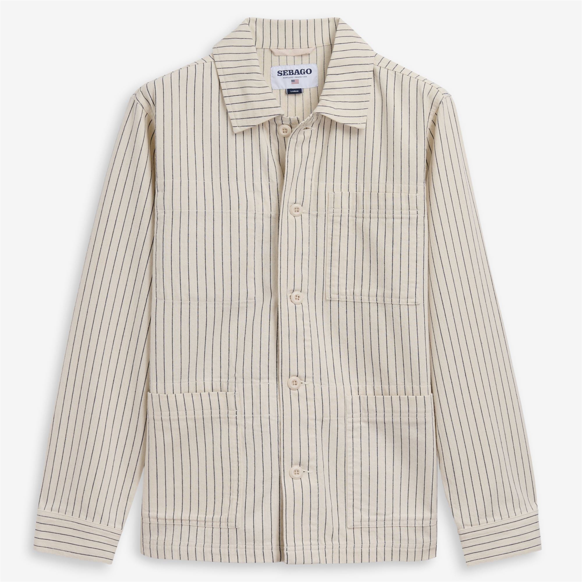 White striped Unisex Mid Workwear Jacket for Leisure | Sebago