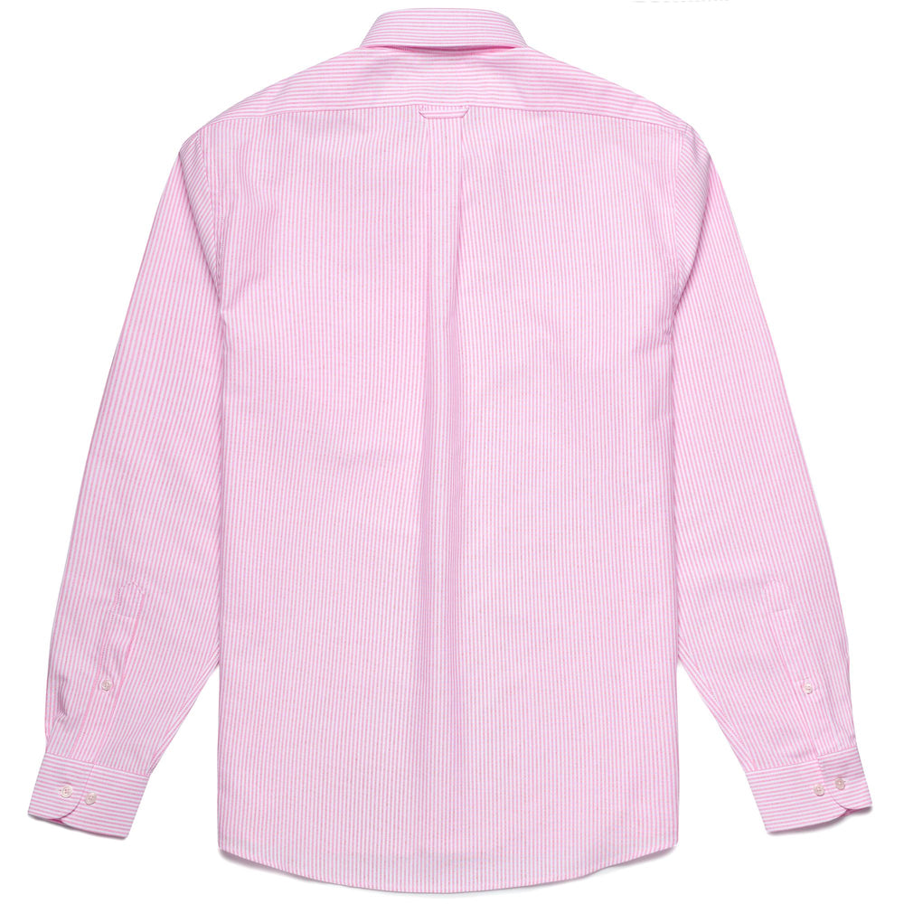 SHIRTS Man DOUBLING Button  Down RED FUCSIA-WHITE Dressed Front (jpg Rgb)	