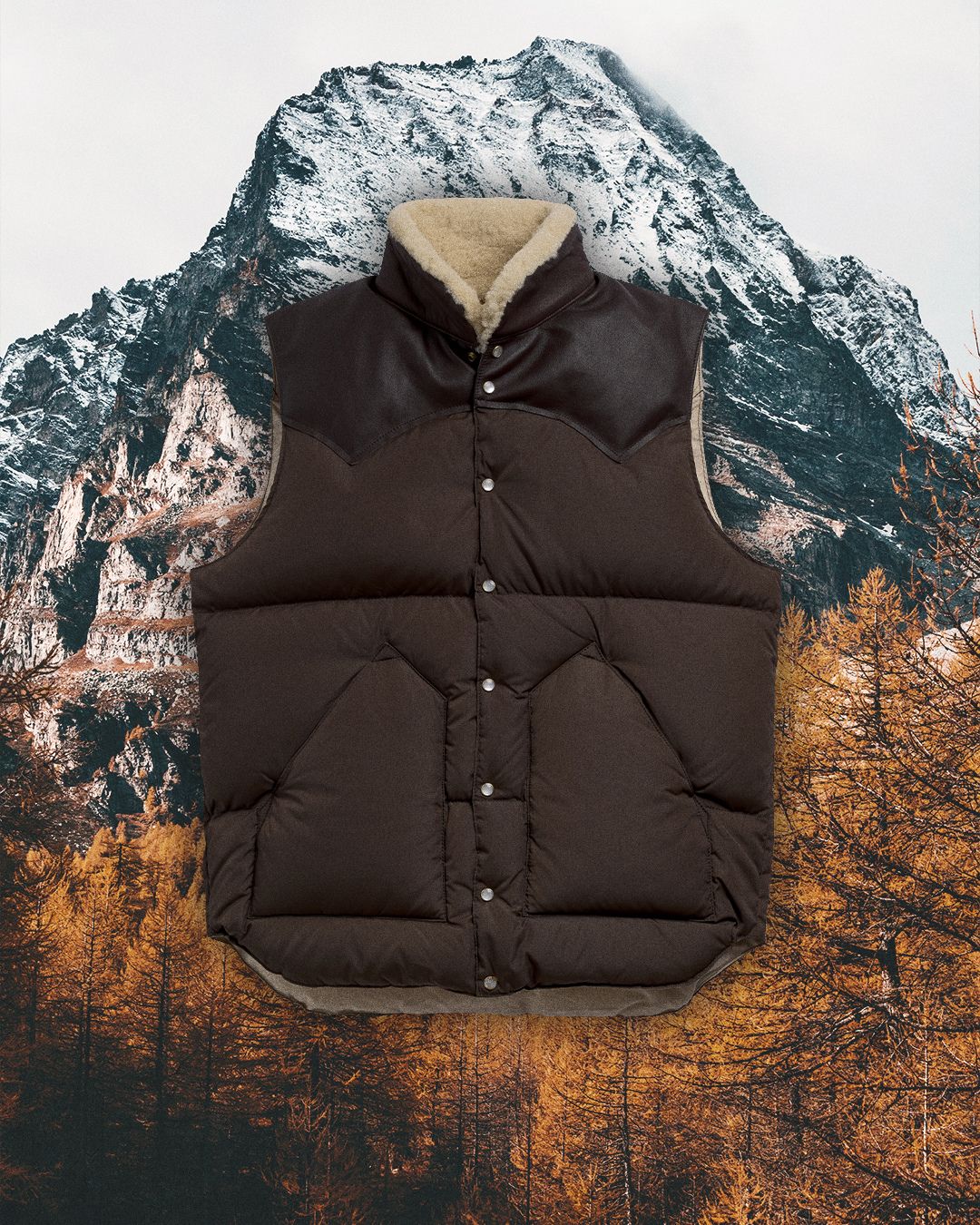 Rocky Mountain Featherbed / ダウンベスト Rocky Mountain Featherbed x Warehouse Nylon Down Vest in Bottle
