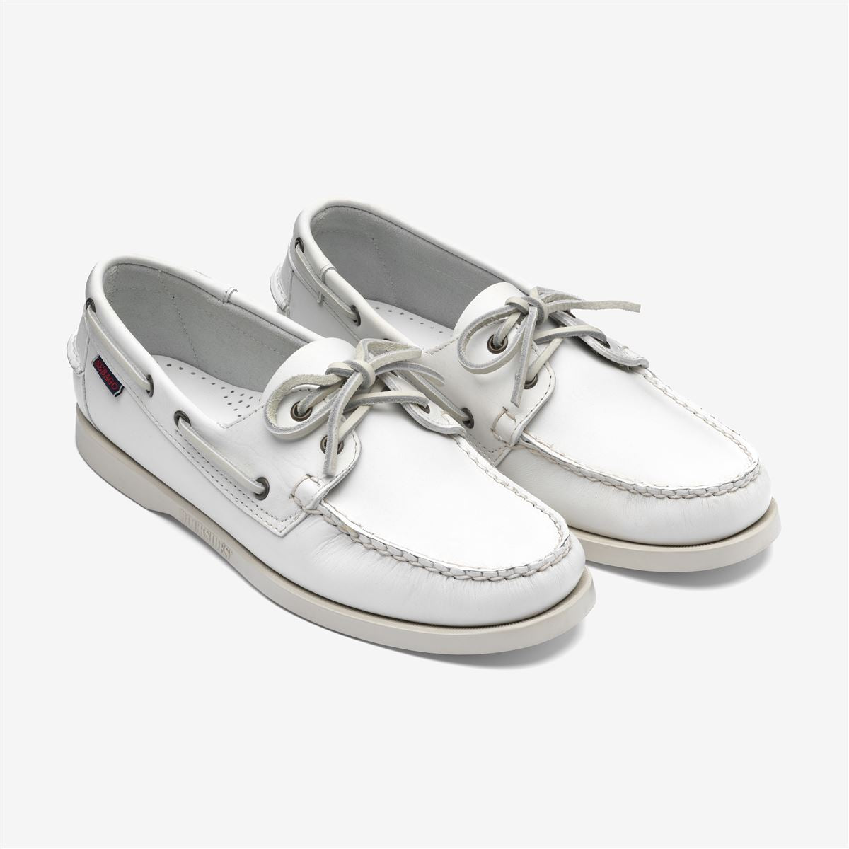 White Men's Leather Boat Shoe
