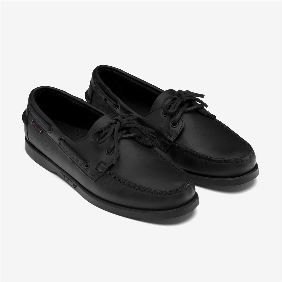 Black Men's Leather Boat Shoe