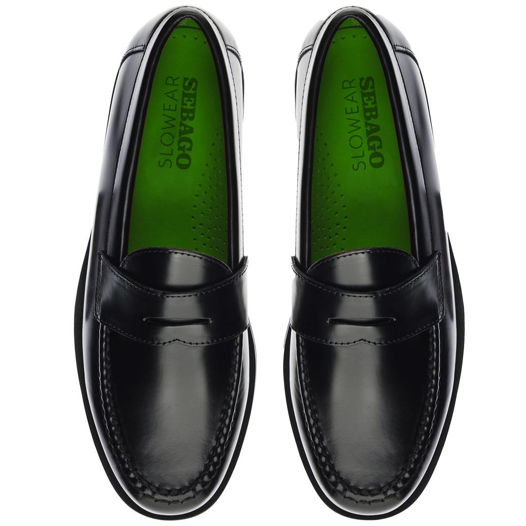 Black Green Men's Leather Moccasin Loafers for Business 01
