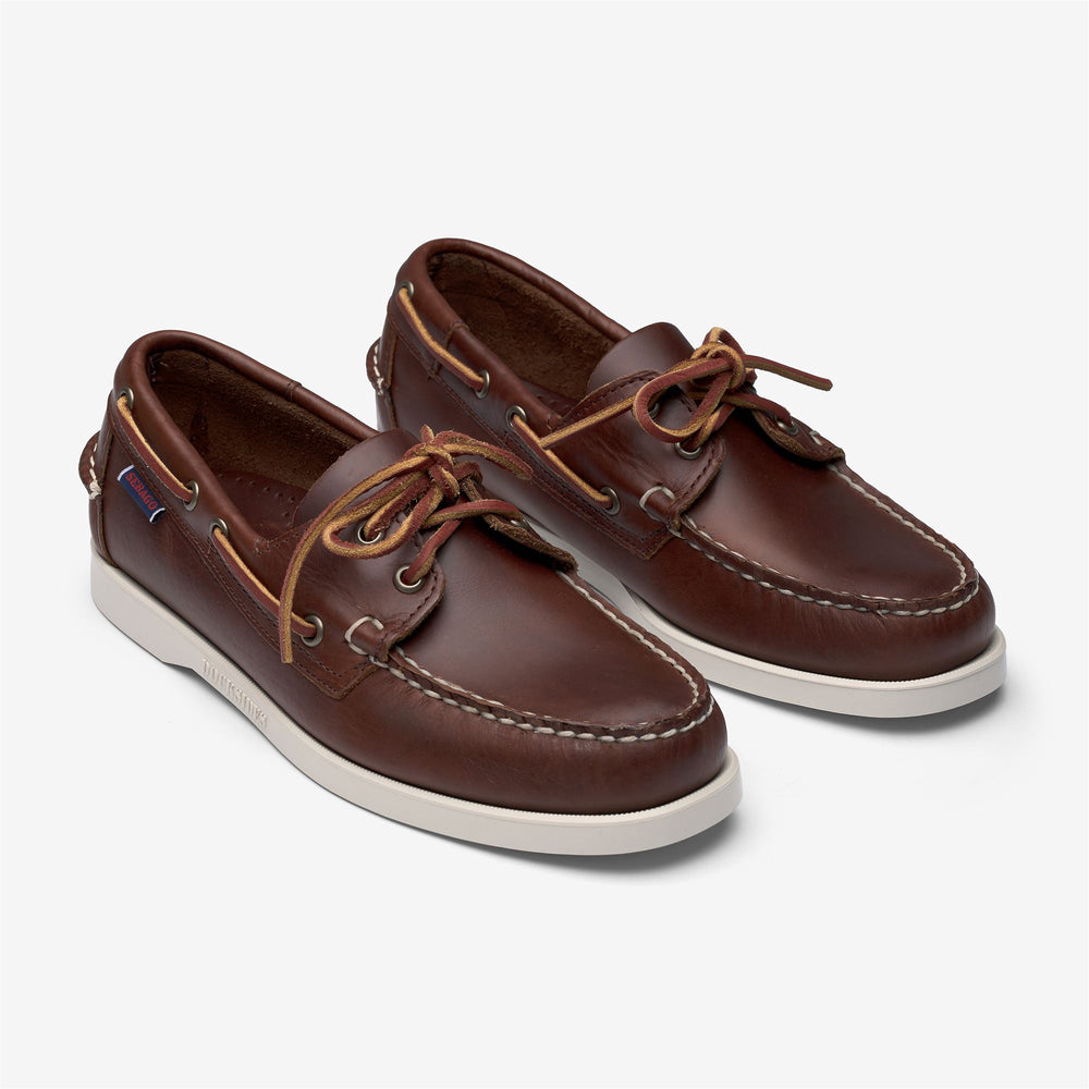 Brown Men's Waxed Leather Yachting Moccasin Boat Shoes 02