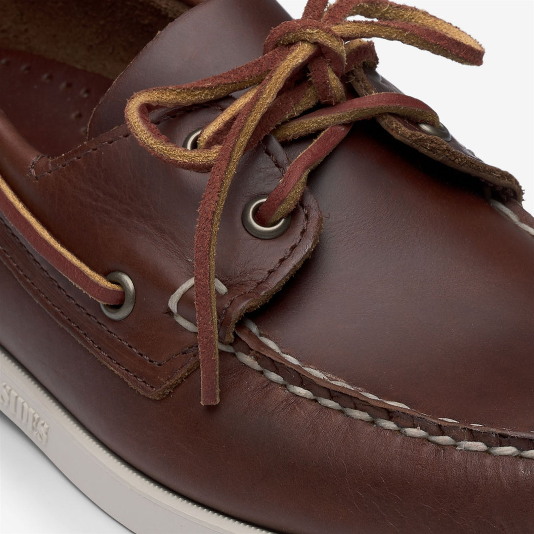 Brown Men's Waxed Leather Yachting Moccasin Boat Shoes main