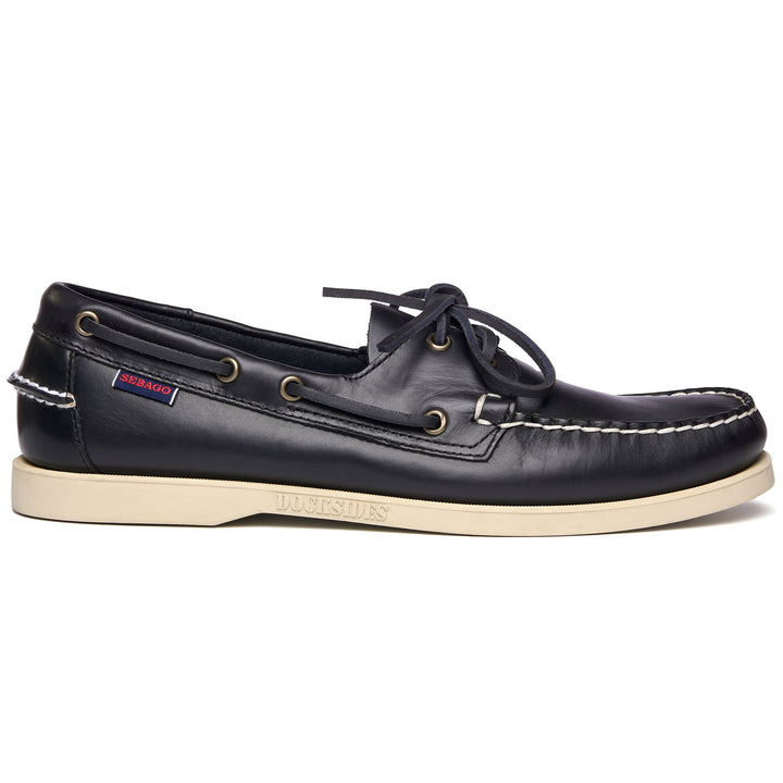 Zapatos náuticos tipo mocasín de cuero encerado azul marino para hombre 1