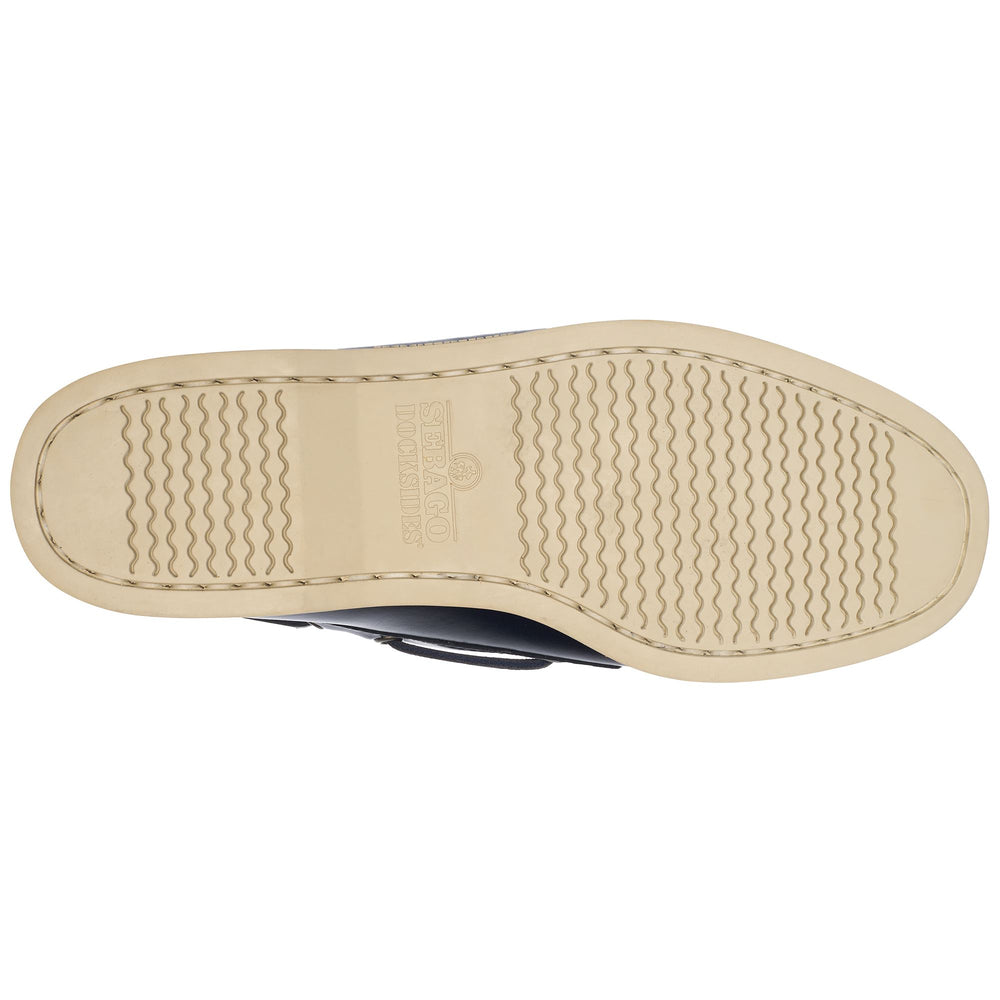 Mocassins bateau en cuir ciré bleu marine pour homme 02