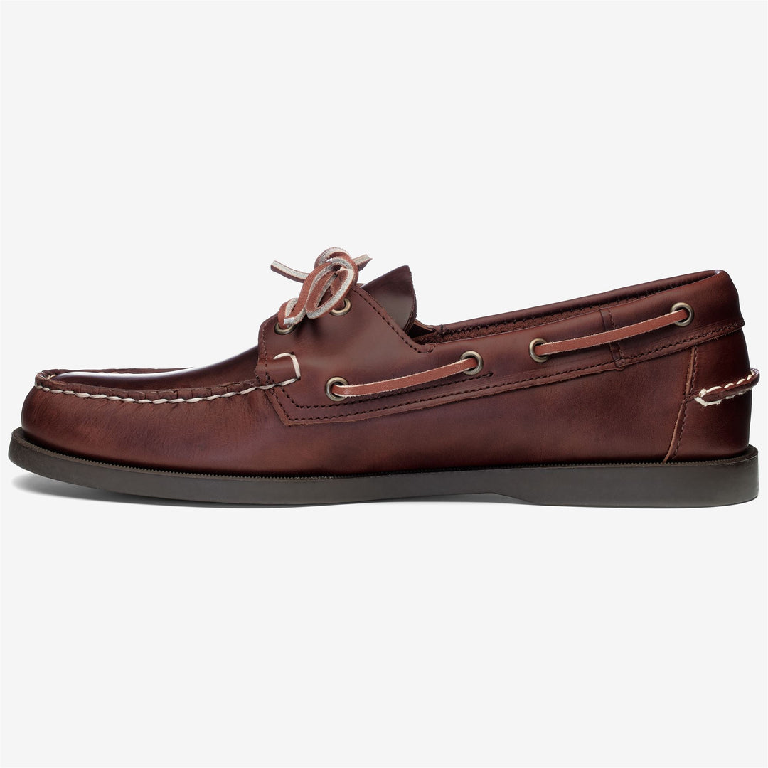Brown Men's Waxed Leather Docksides for Yachting main