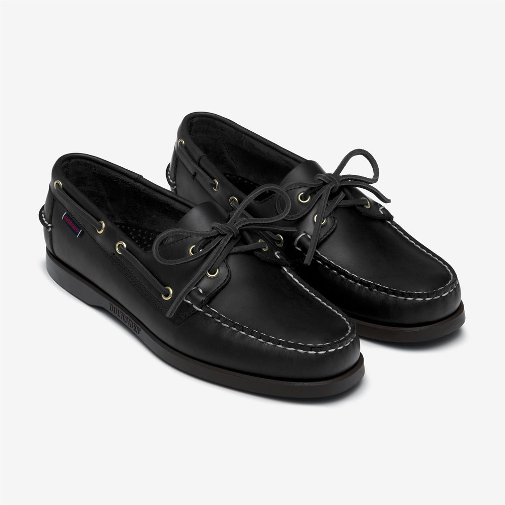 Navy blue Men's Waxed Leather Yachting Moccasins 02