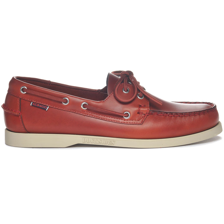 Dark Red Men's Waxed Leather Yachting Moccasin Boat Shoes 1
