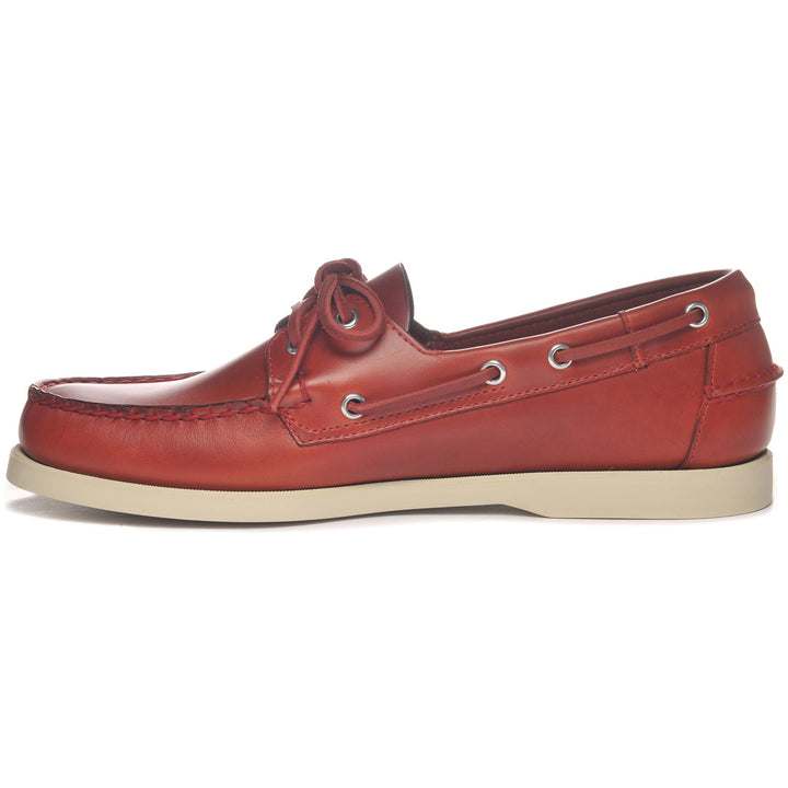Dark Red Men's Waxed Leather Yachting Moccasin Boat Shoes 3