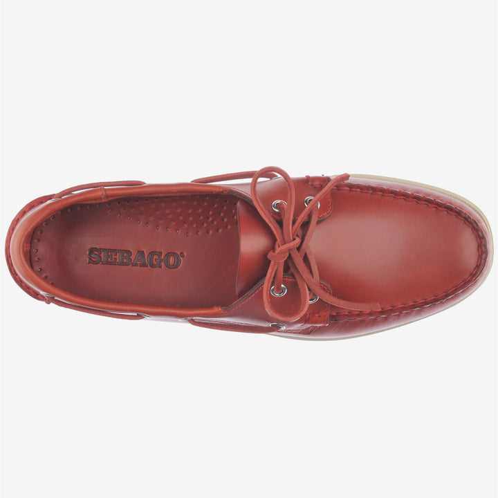 Zapatos náuticos tipo mocasín de cuero encerado para hombre, color rojo oscuro 2