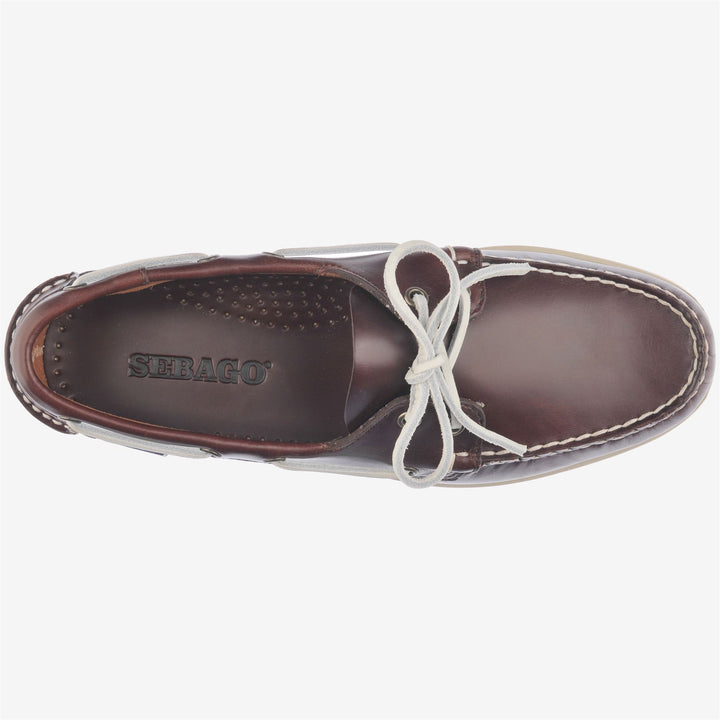 Braun-weiße Herren-Mokassin-Bootsschuhe aus gewachstem Leder 3