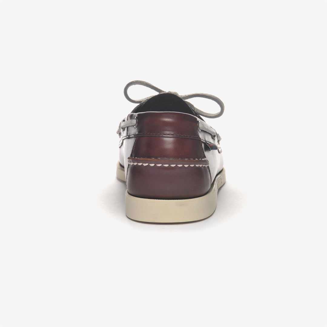 Braun-weiße Herren-Mokassin-Bootsschuhe aus gewachstem Leder main