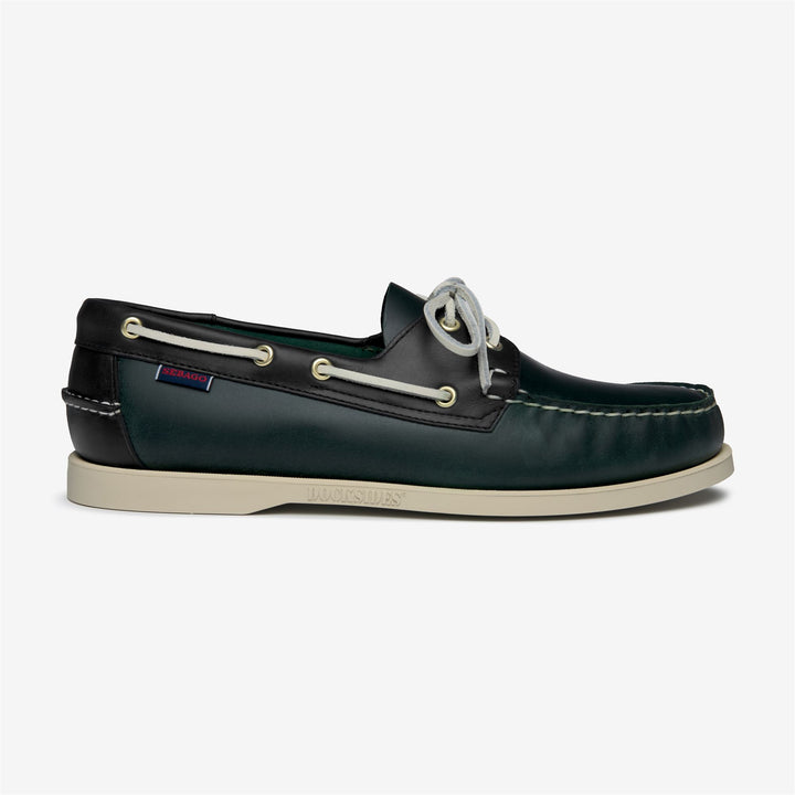 Green men's Waxed Leather Moccasin Boat Shoes for Yachting 1