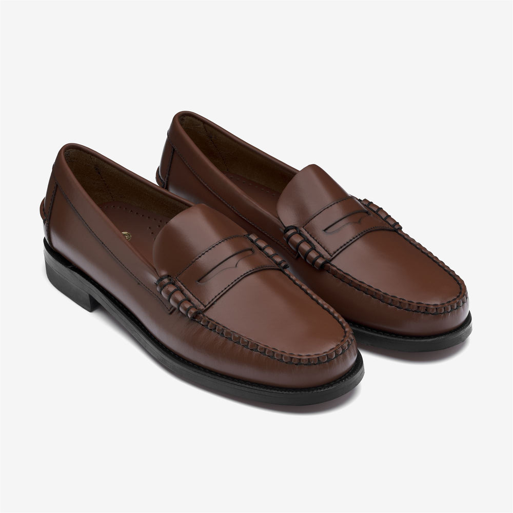 Brown Men's Business Moccasin Loafers with Leather Construction 02
