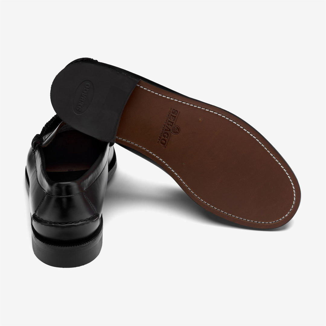 Black Men's Business Moccasin Loafers with Leather Construction main