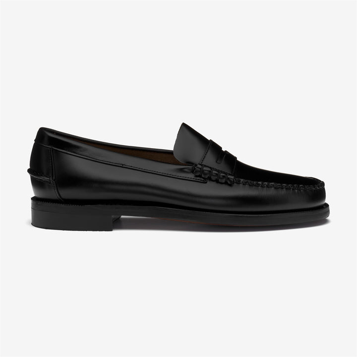 Black Men's Business Moccasin Loafers with Leather Construction 1