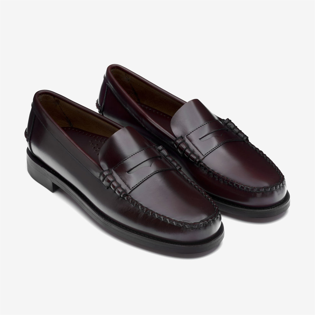 Burgundy Brown Men's Business Moccasin Loafers with Leather Sole 01