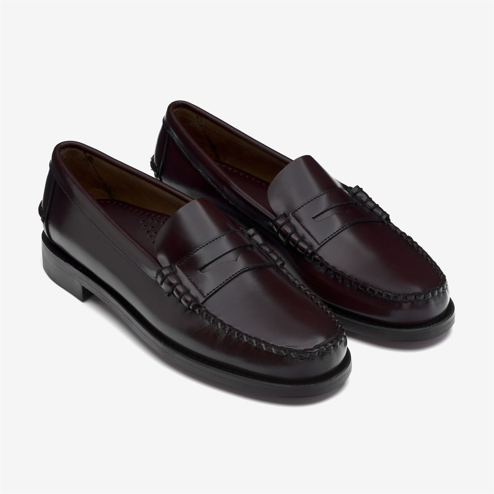 Burgundy Brown Men's Business Moccasin Loafers with Leather Sole 02