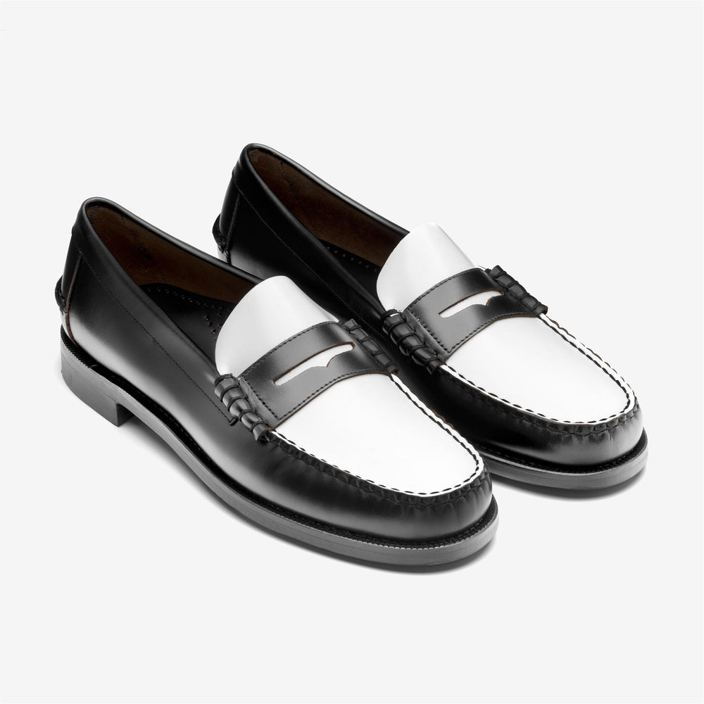 Mocassini da Uomo Business Nero e Bianco con Tomaia in Pelle 02