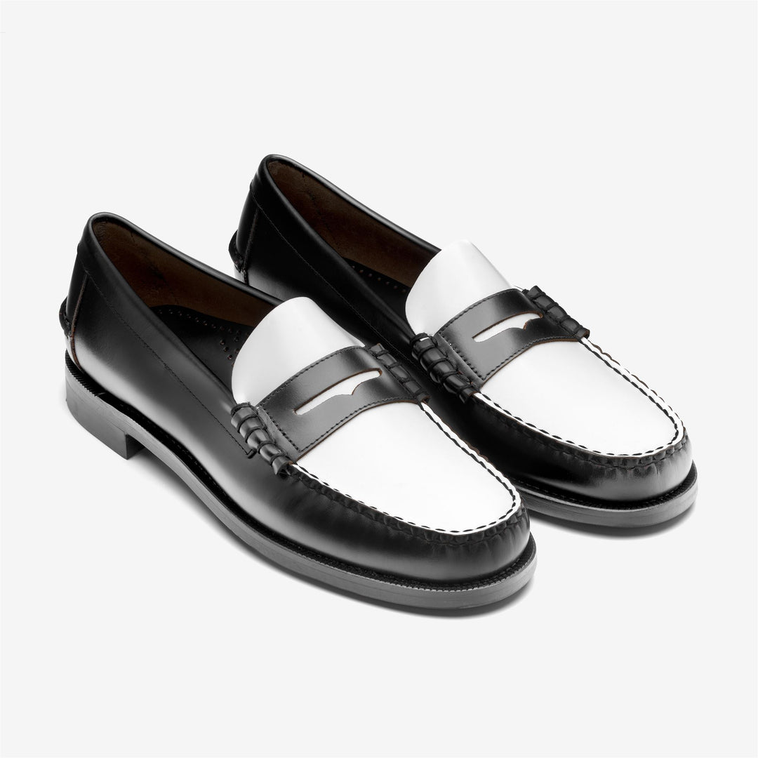 Mocassini da Uomo Business Nero e Bianco con Tomaia in Pelle 01