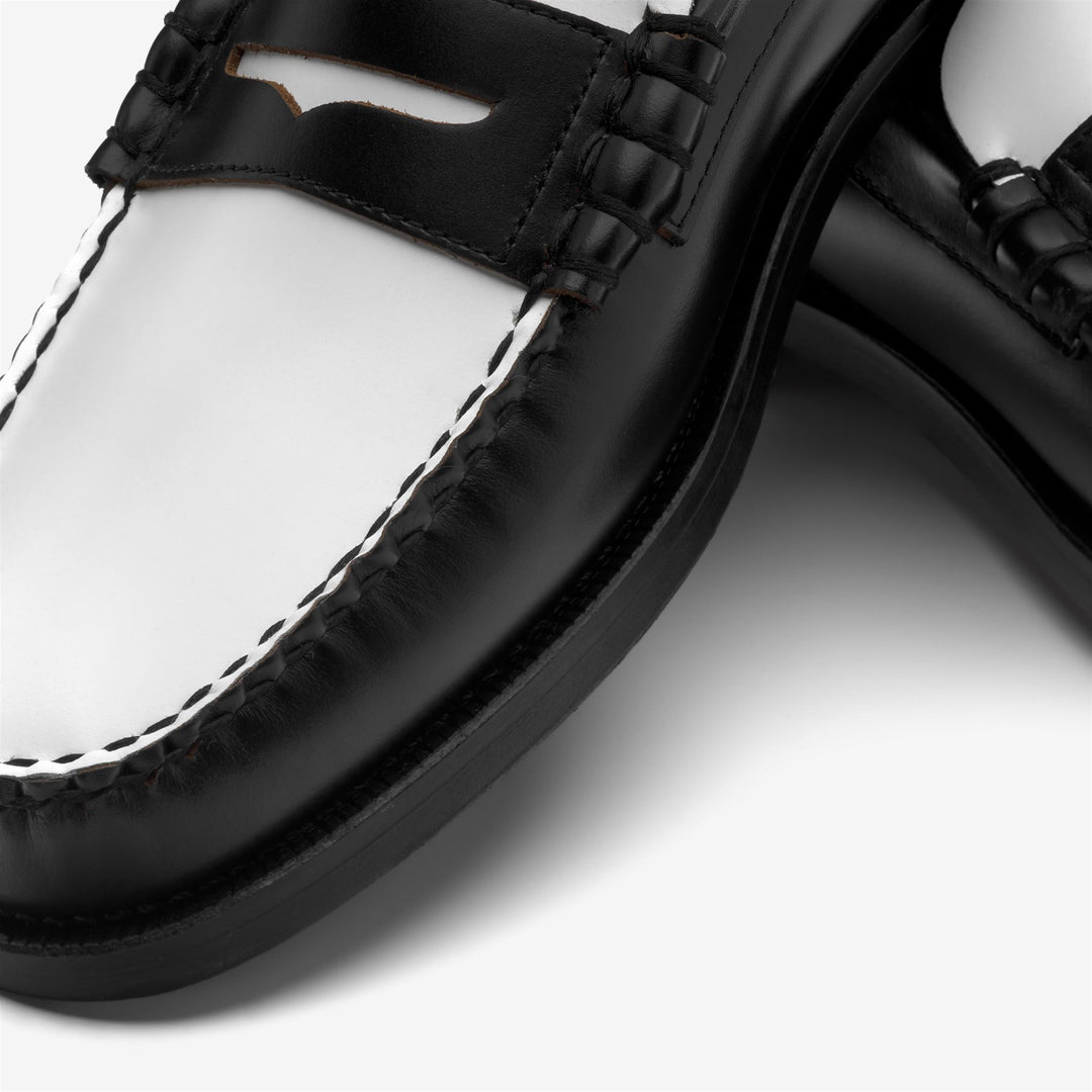 Black White Men's Business Moccasin Loafers with Leather Upper main