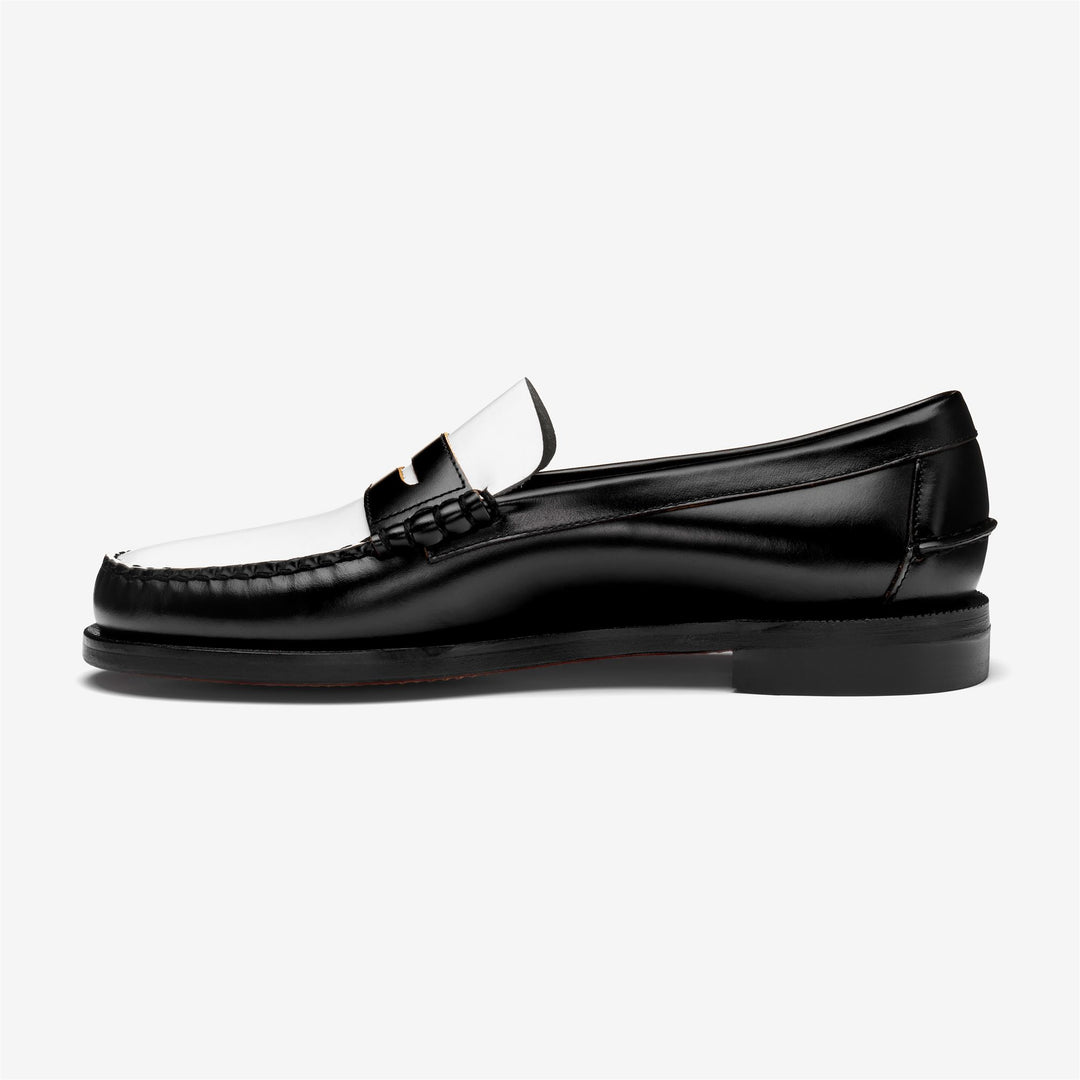 Mocasines de negocios para hombre, en blanco y negro, con parte superior de cuero main
