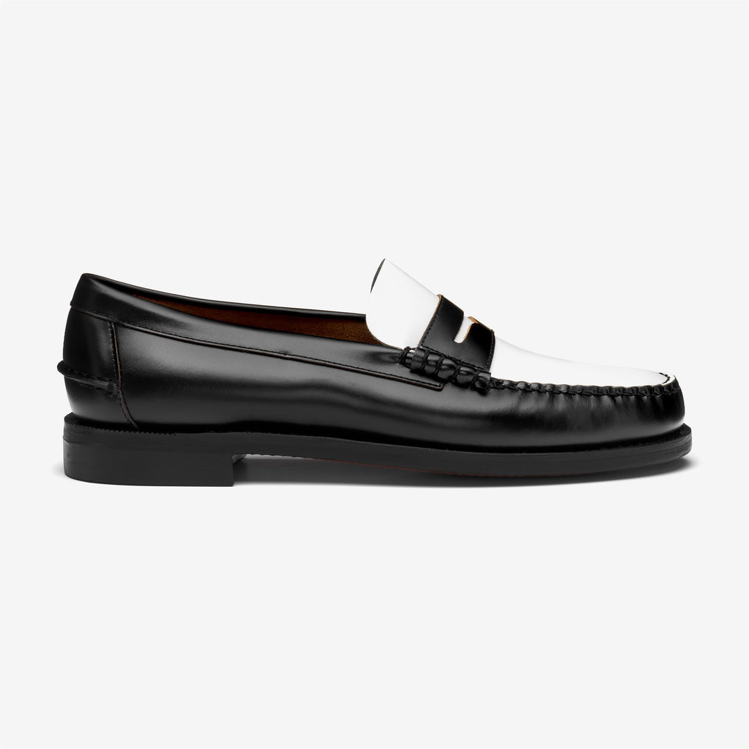 Mocasines de negocios para hombre, en blanco y negro, con parte superior de cuero 01