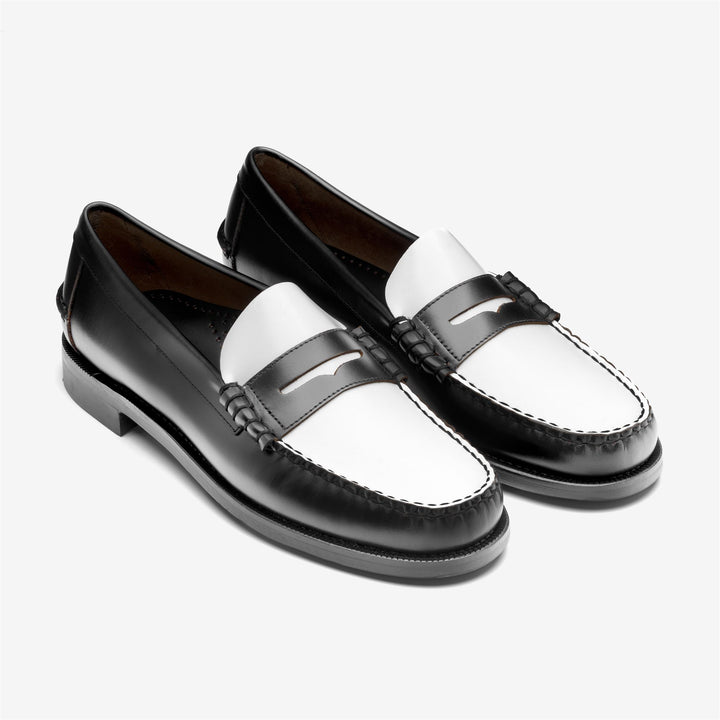 Mocasines de negocios para hombre, en blanco y negro, con parte superior de cuero 2