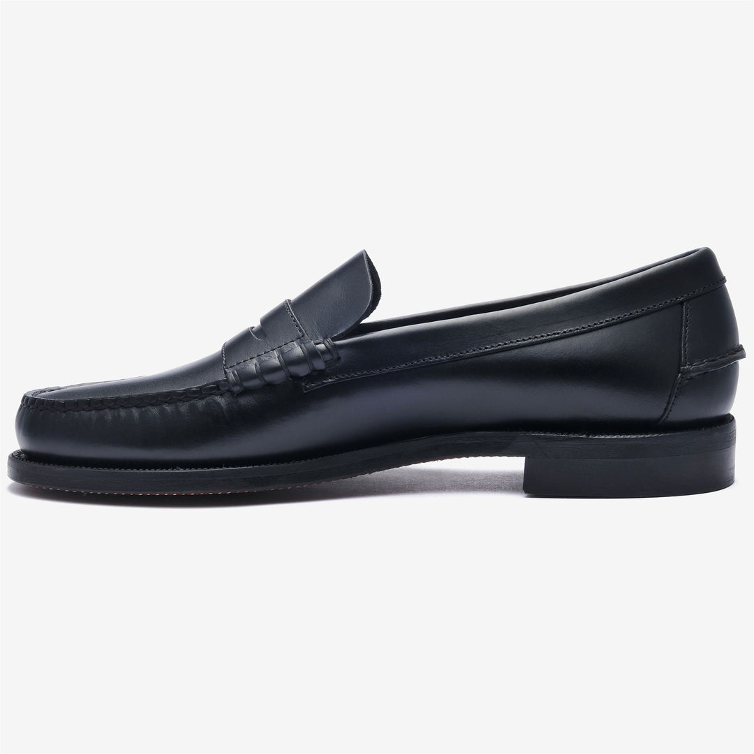 Black Men's Business Moccasin Loafers with Leather Construction main