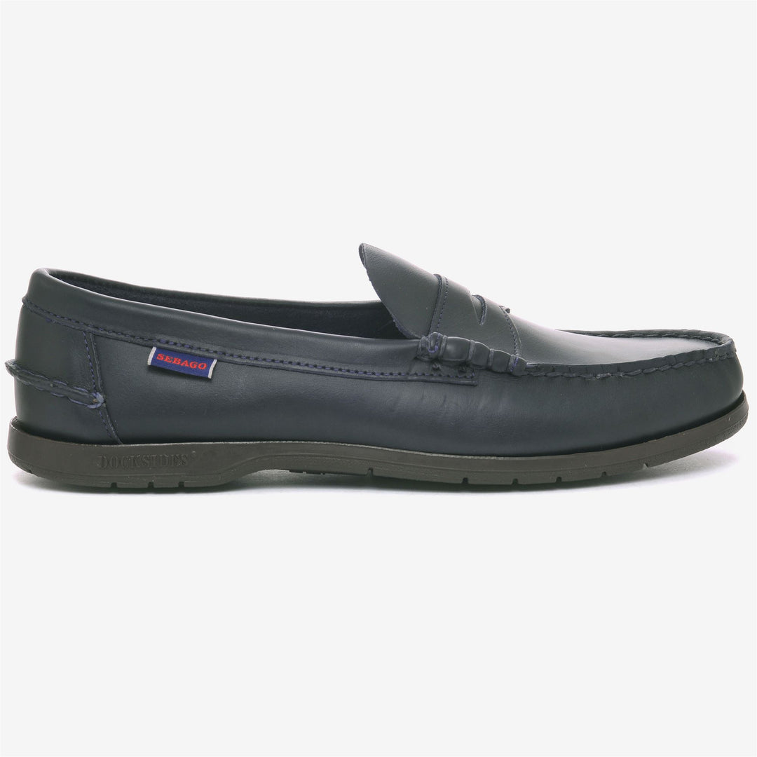 Navy Blue Men's Nautical Leather Moccasin Footwear 01