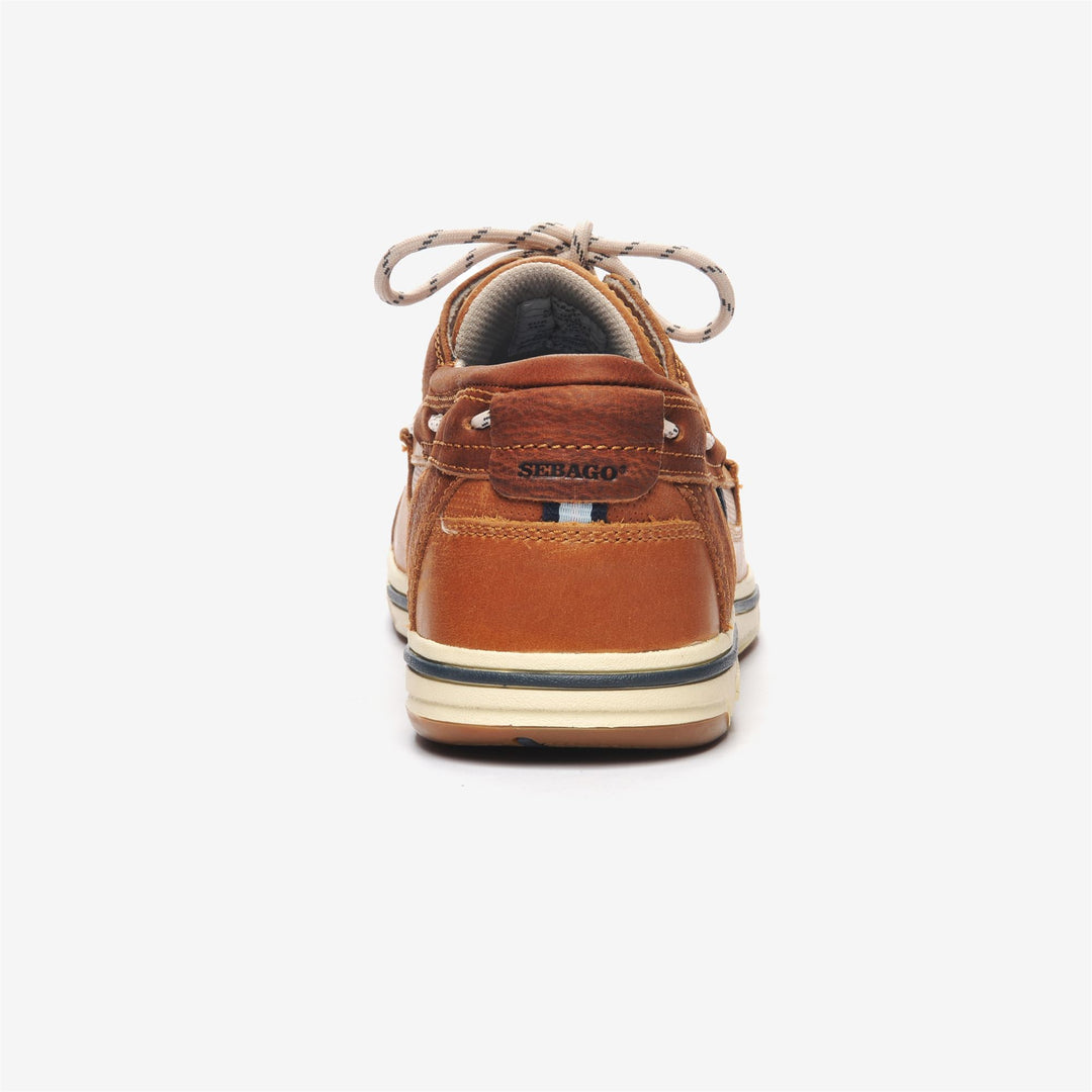 Mocassini da Vela Uomo in Arancione Cognac con Suola in Gomma main