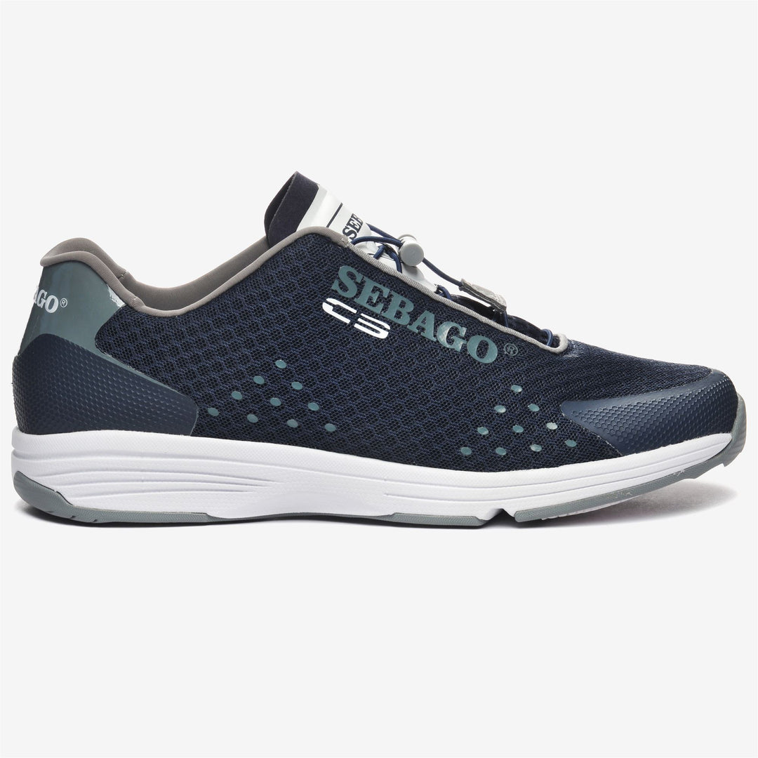 Navy Blue Men's Low Cut Sailing Sneakers with Water-Draining Technology main
