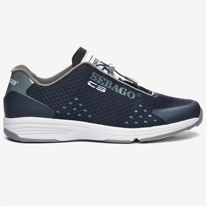 Navy Blue Men's Low Cut Sailing Sneakers with Water-Draining Technology 1