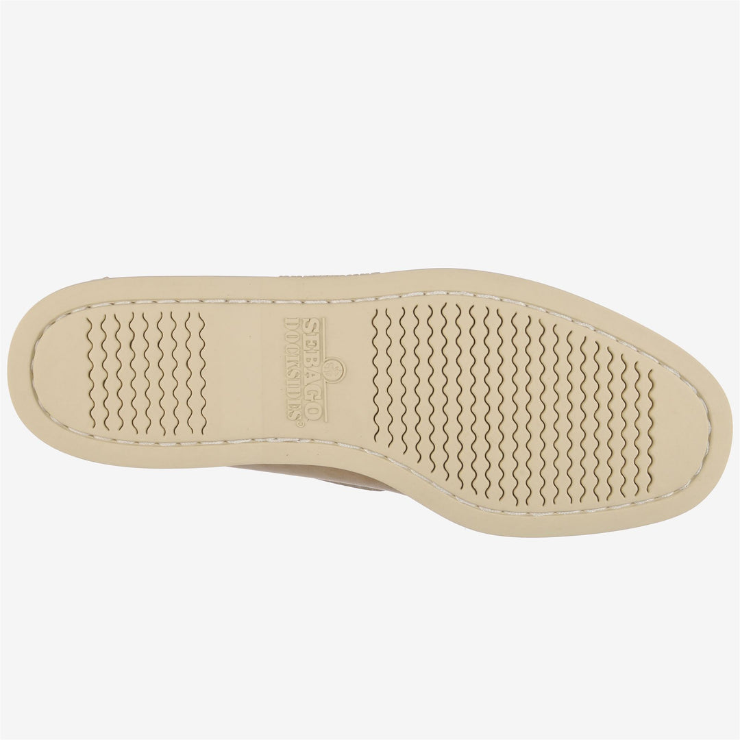 Mocassins bateau beiges en nubuck pour homme avec semelle antidérapante main