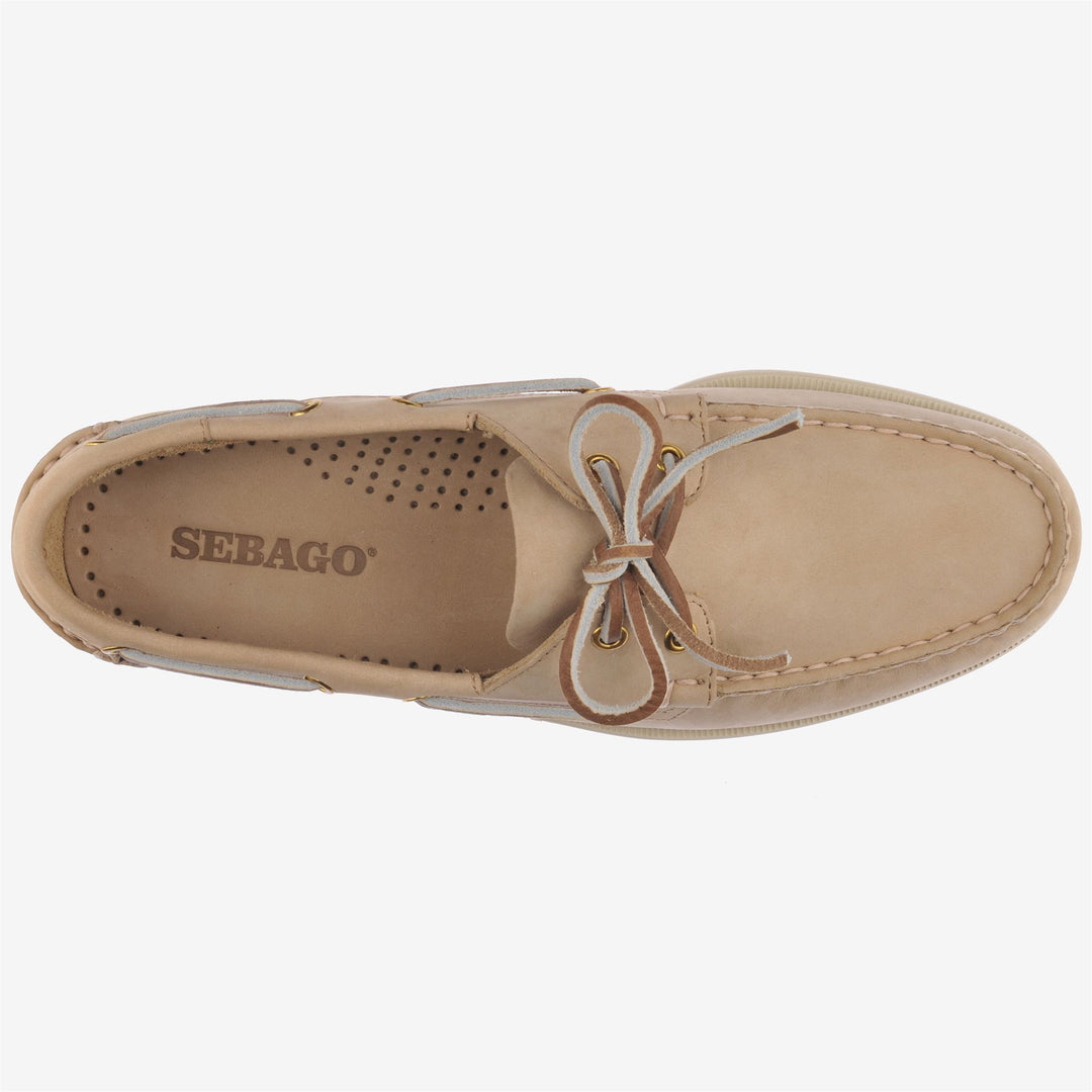Mocassins bateau beiges en nubuck pour homme avec semelle antidérapante main