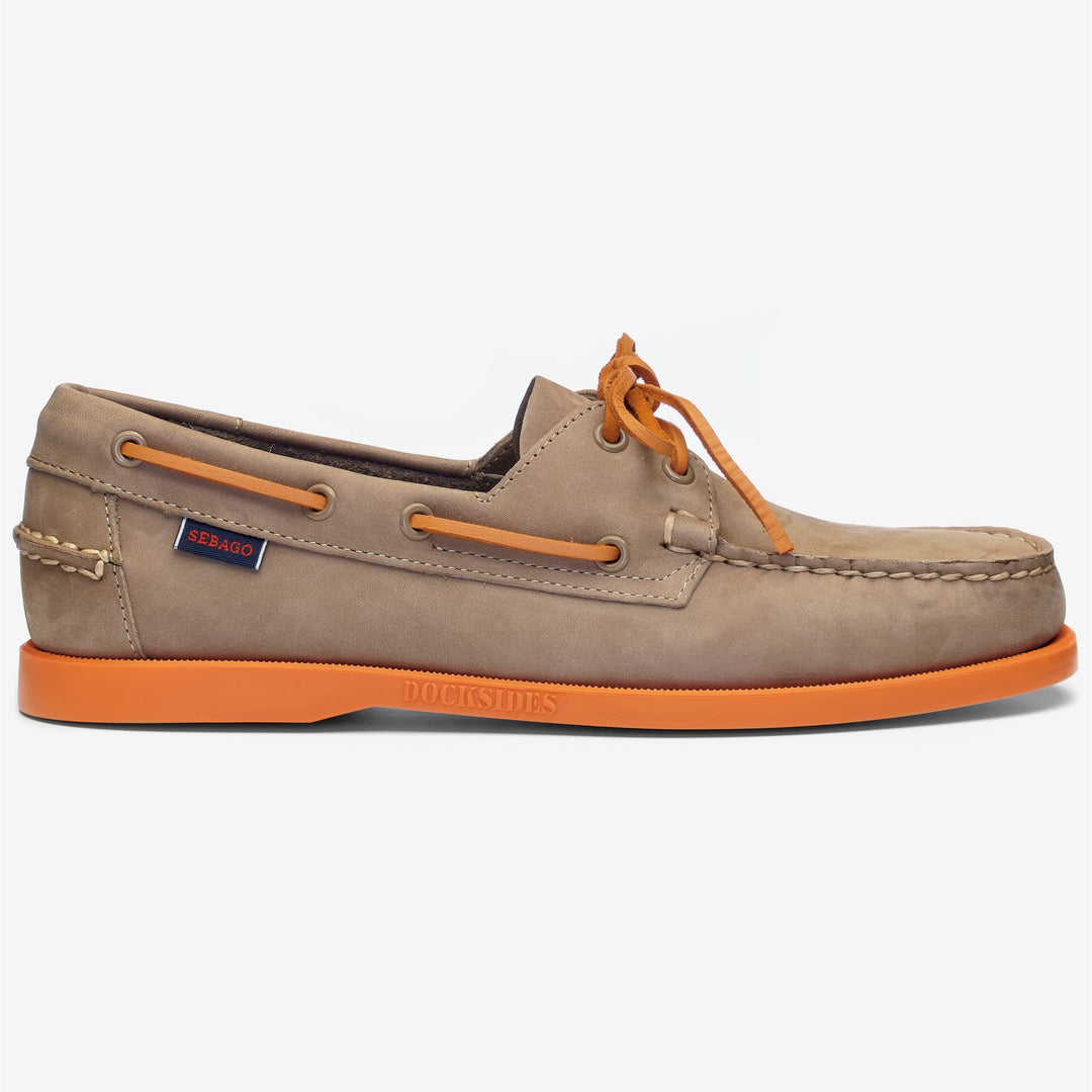 Mocassini da Barca Uomo in Nubuck Marrone Arancione 01