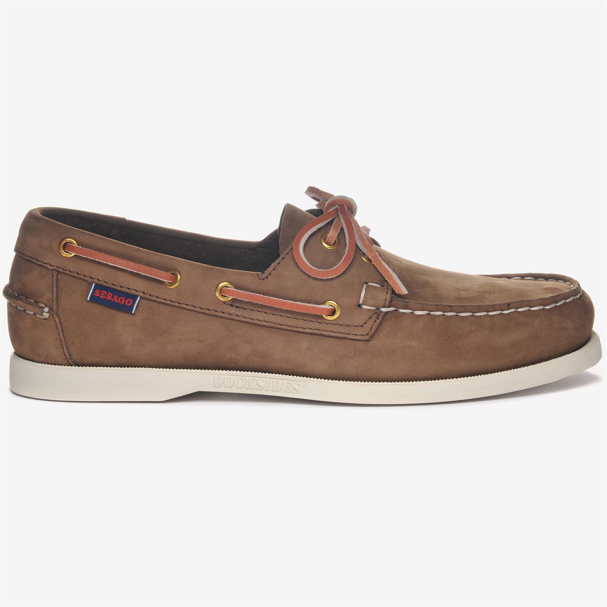 s-6 studio ディノバルド Mocassins bateau marron en nubuck pour homme avec semelle