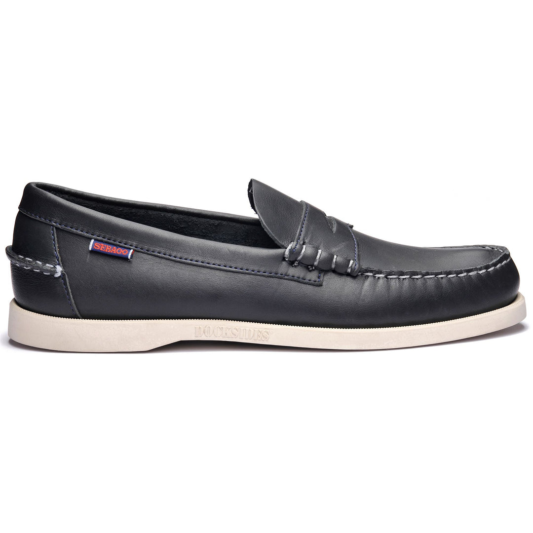 Navy Blue Men's Nautical Leather Moccasins for Yachting 01
