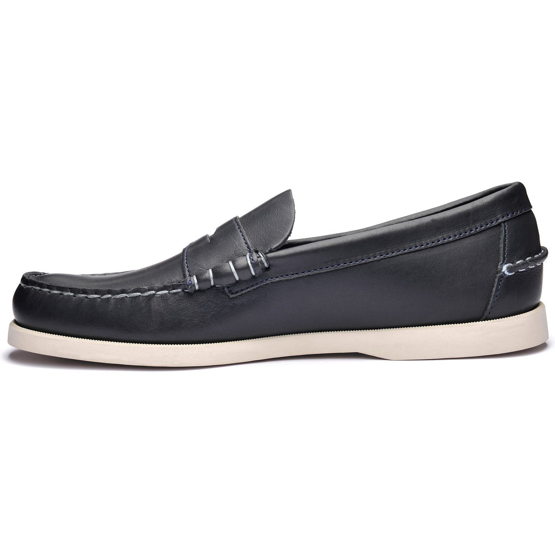 Navy Blue Men's Nautical Leather Moccasins for Yachting main