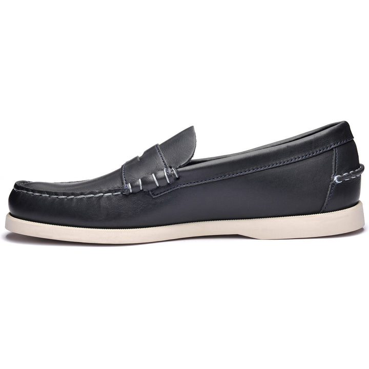 Navy Blue Men's Nautical Leather Moccasins for Yachting 2