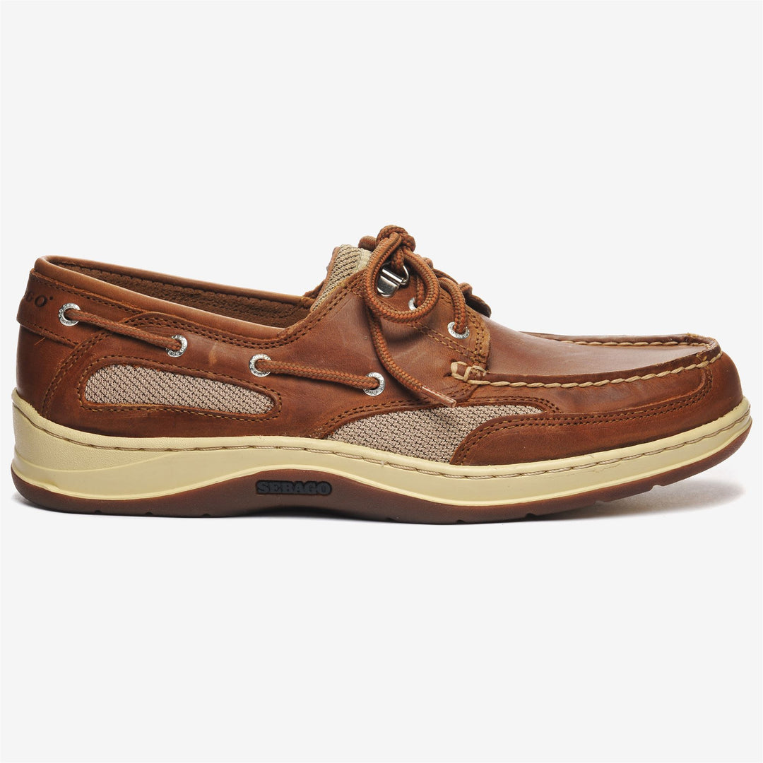 Brown Orange Men's Sailing Moccasins with Slip-Resistant Sole 01