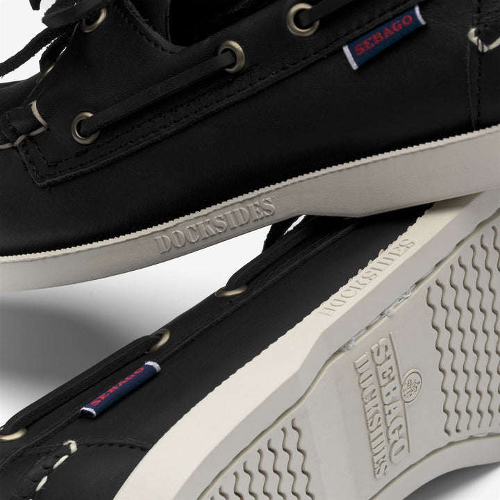 Mocassins bateau en cuir noir pour homme, pour la navigation de plaisance 5