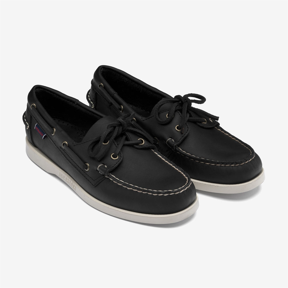 Black Men's Nautical Leather Moccasin Boat Shoes for Yachting 02