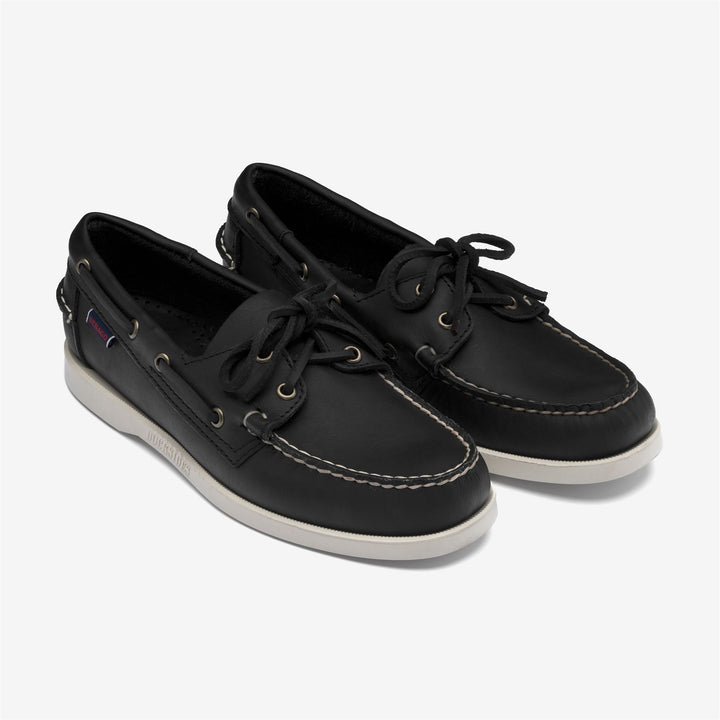Mocassins bateau en cuir noir pour homme, pour la navigation de plaisance 2