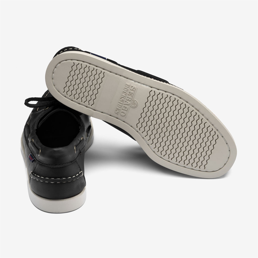 Mocassins bateau en cuir noir pour homme, pour la navigation de plaisance main