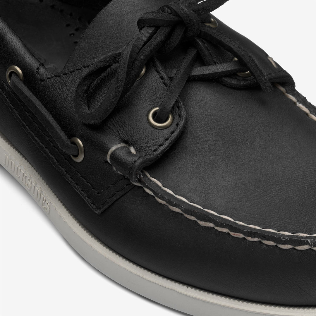 Mocassins bateau en cuir noir pour homme, pour la navigation de plaisance main